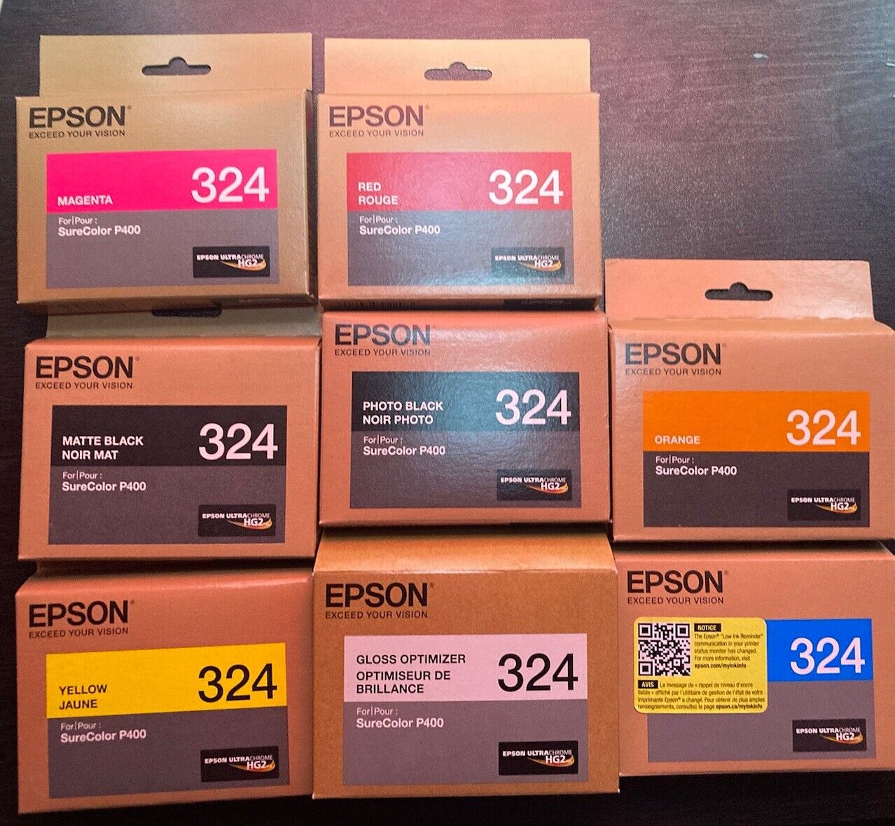 Epson 324 NEW SEALED Lot of 8 Ink Cartridges SureColor P400 Printer 2020-2025
