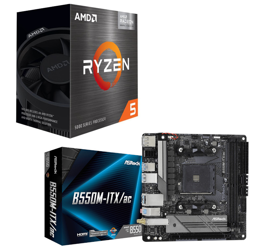 NEW AMD Ryzen 5 5600G (T) CPU + ASRock B550M-ITX/ac AMD AM4 Mini-ITX Motherboard
