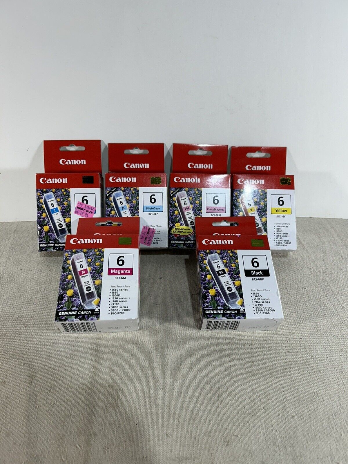 6 Genuine Canon Ink Cartridges NEW BCI-6ВК , BCI-6PC , BCI-6PM , ВСІ-6М