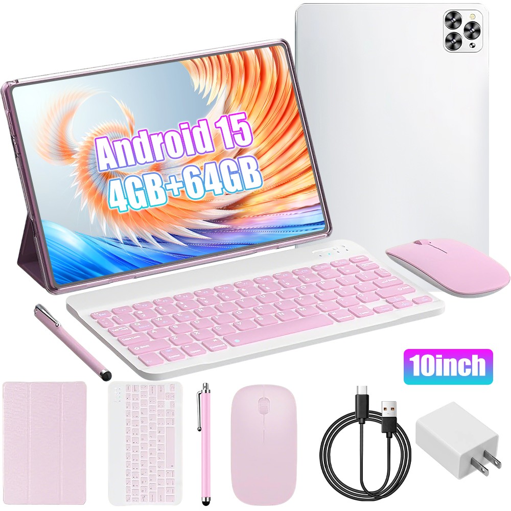 10.1" in Tablet Android WiFi Kids Tablet Dual Camera PC Quad-Core Keyboard Mouse