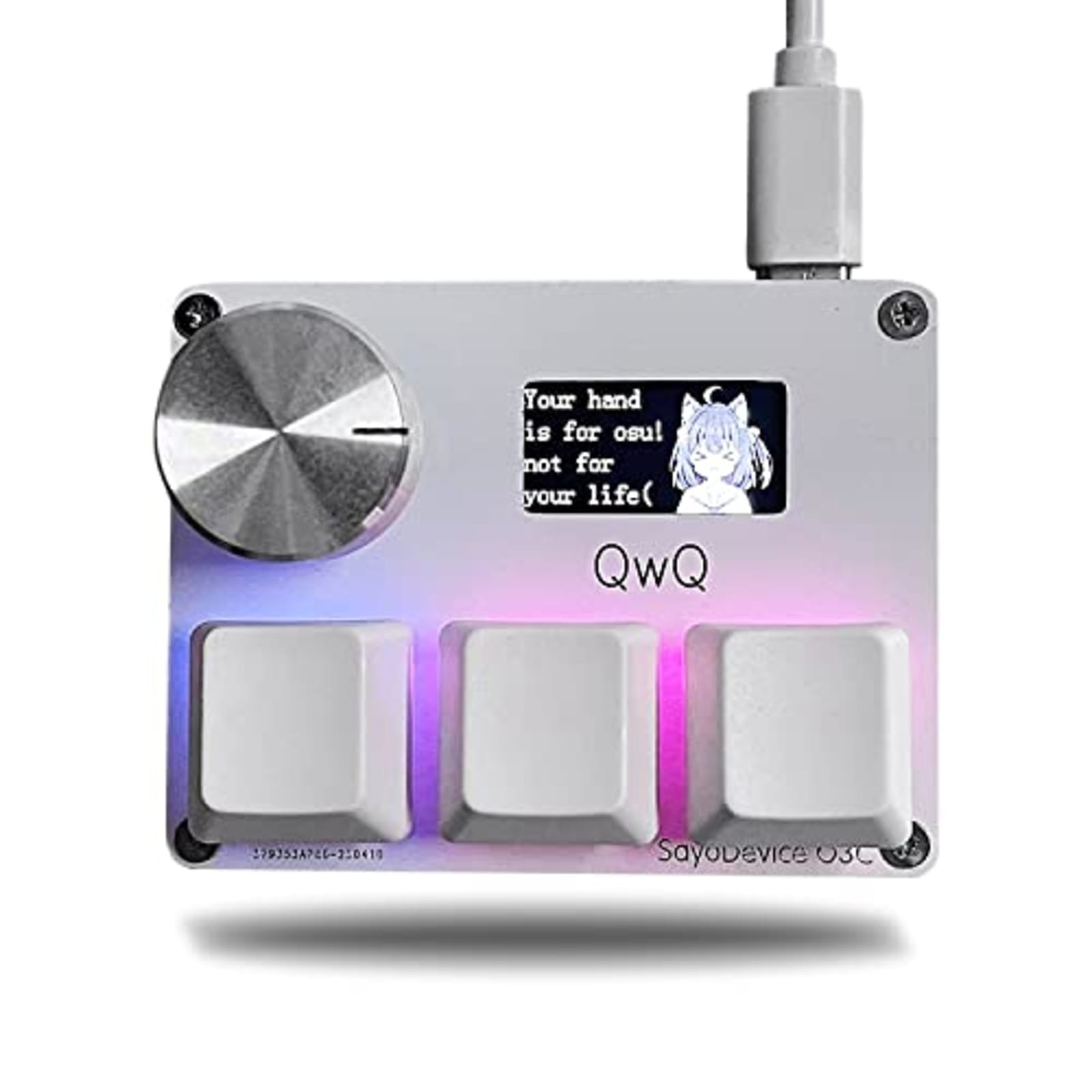 SayoDevice O3C OSU 3-Key Hall Effect Magnetic Switch Keypad Knob Screen White