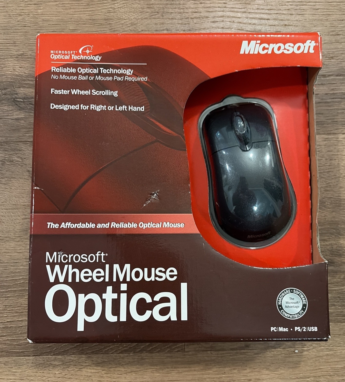 Microsoft Wheel Mouse Optical USB PS/2 3-Button Mouse Black Reliable - Sealed