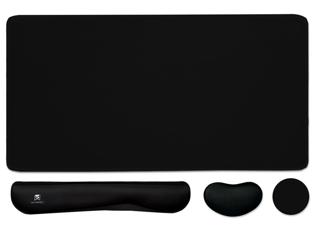 4in1 Black Large Gaming Mouse Pad Keyboard Wrist Rest Support Extended Mat