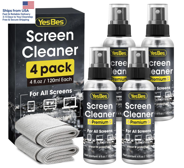 Premium Screen Cleaner Spray 16oz Kit 4 Pack TV Computer Tablet Phone Display