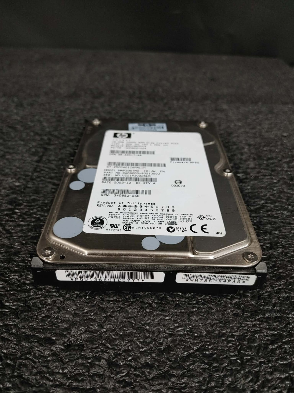 HP 300955-004 BD01865CC4 18.2GB 10K RPM Ultra3 SCSI 80-pin FW HPB6 3.5" HDD