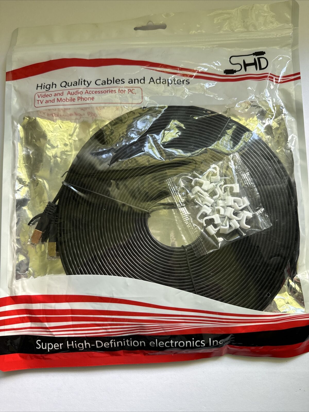 Ultra Speed Black Flat Cat 7 Ethernet Cable 75ft. High Def. Electronics NIP