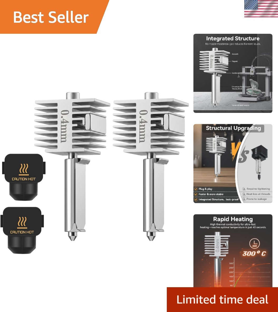 2.0 Upgrade A1/A1 Mini/A2L Hotend 0.4mm Stainless Steel Nozzle Fast Speed&Hig...