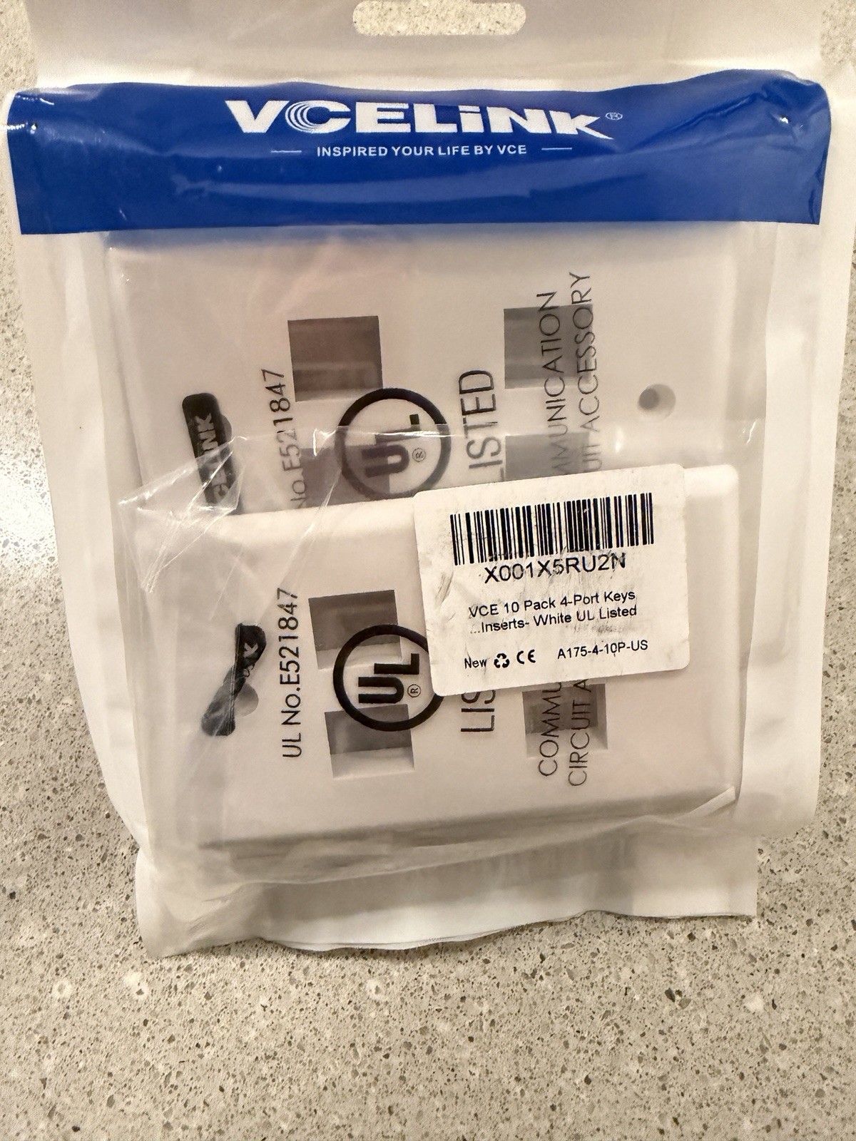 VCELINK 10 Pack 4-Port Keys White UL Listed New