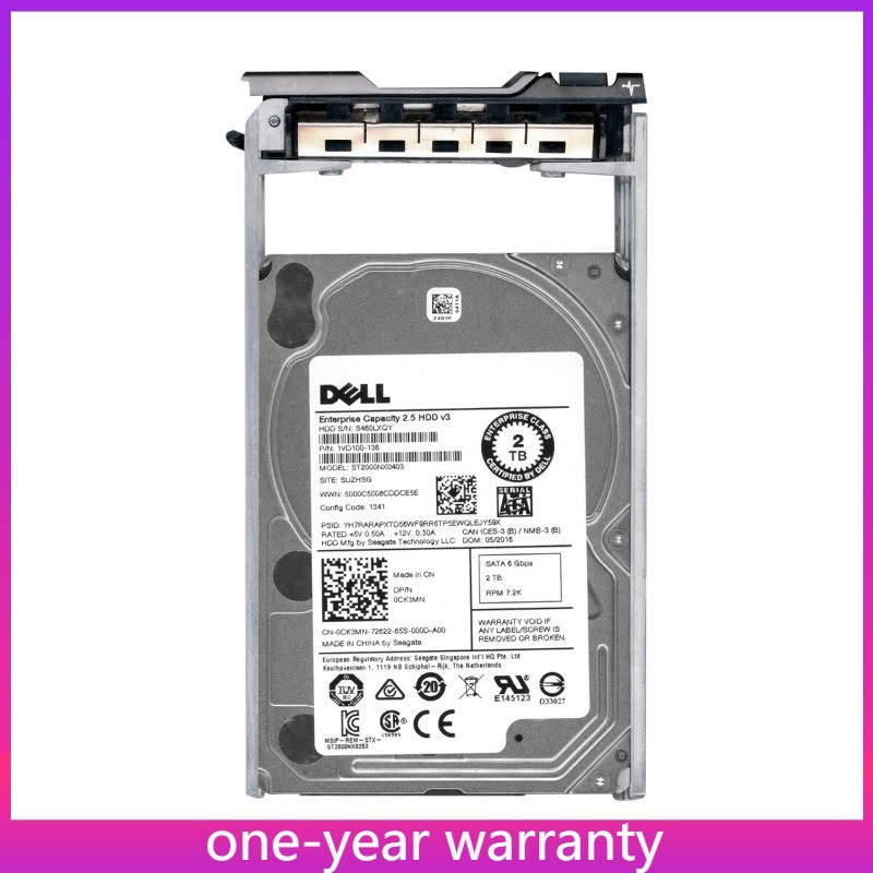 1PCS ST2000NX0403 0CK3MN DELL CK3MN 2TB 7.2K 128MB SATA III 2.5" HARD DRIVE W/C