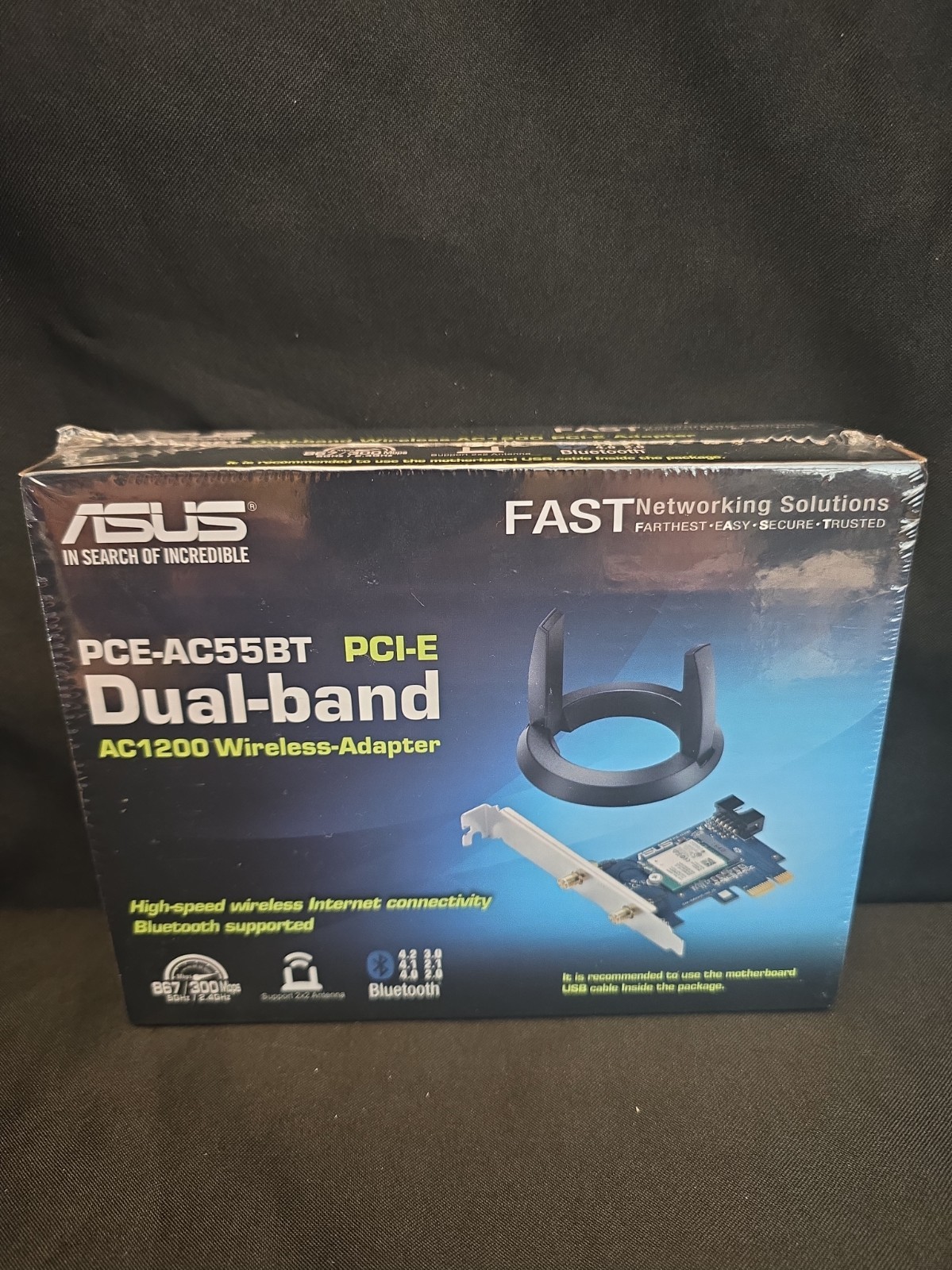 Asus PCE-AC55BT PCI-E Dual-band AC1200 Wireless-Adapter New Sealed