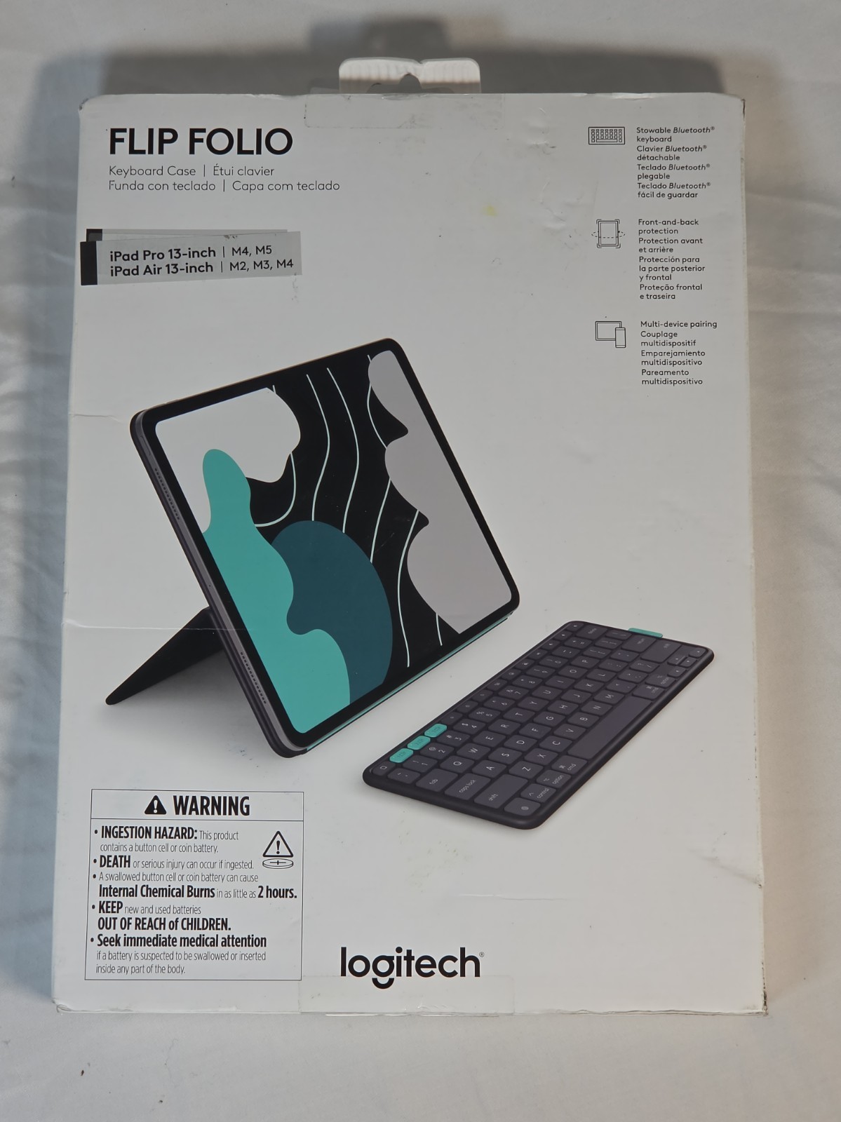 New Logitech Flip Folio iPad Pro/iPad Air 13” Keyboard Case 920-013367 M2,3,4,5