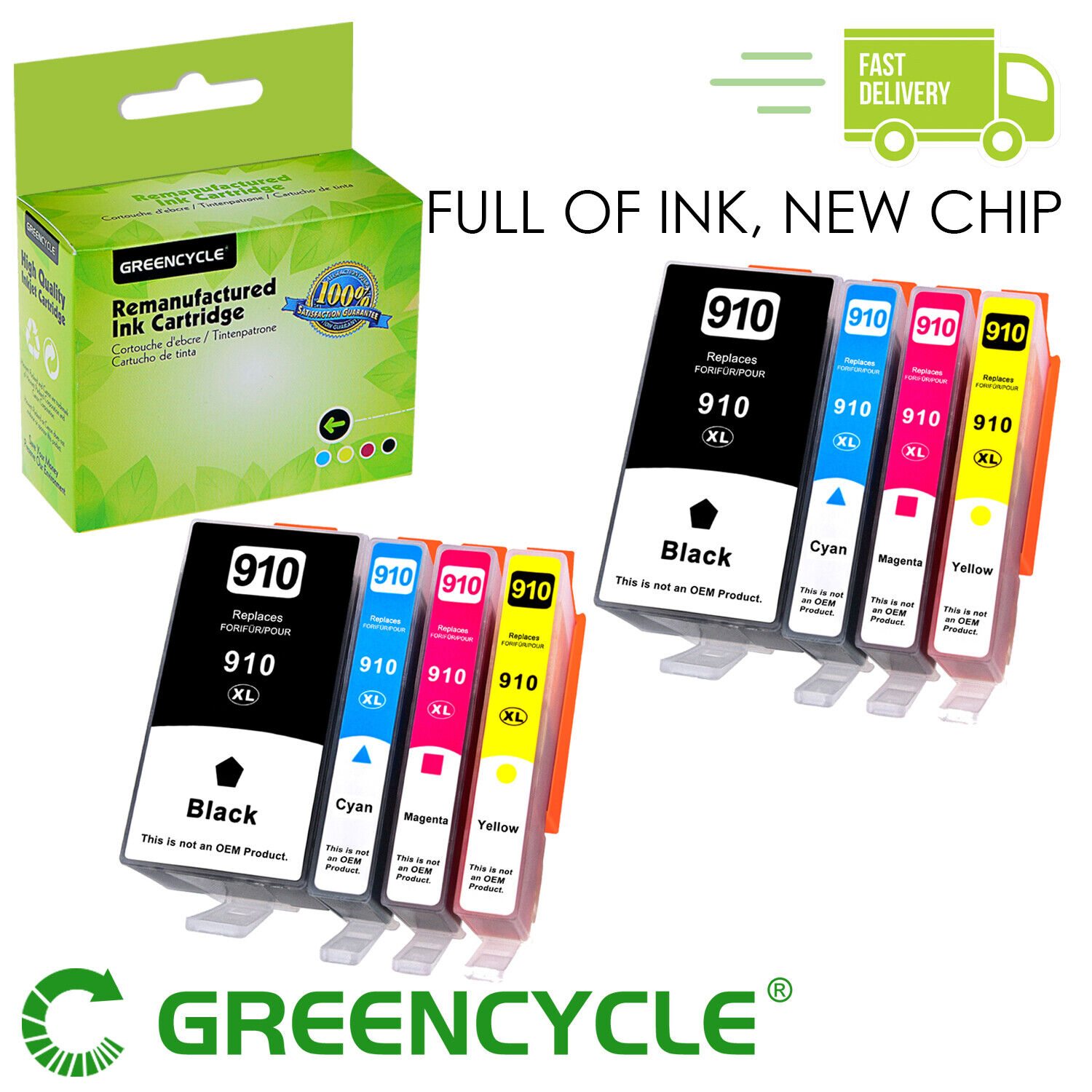 8PK 910XL 4-Colorset Ink Cartridge For HP 910 Officejet Pro 9025 9026 9028 9029