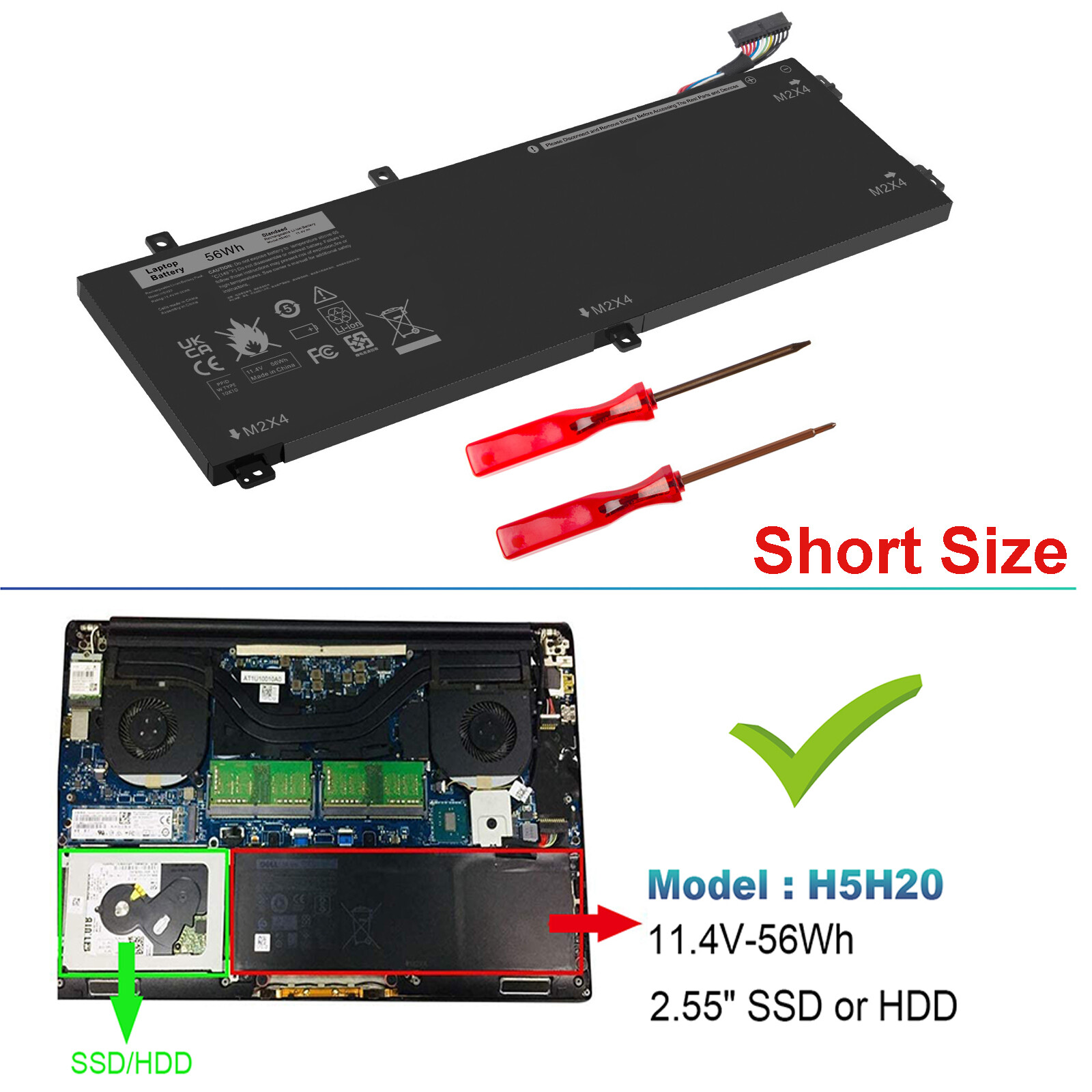 6GTPY 4K1VM/H5H20 Battery for Dell XPS 15 9570 9560 7590 Precsion 5520 5530 5510