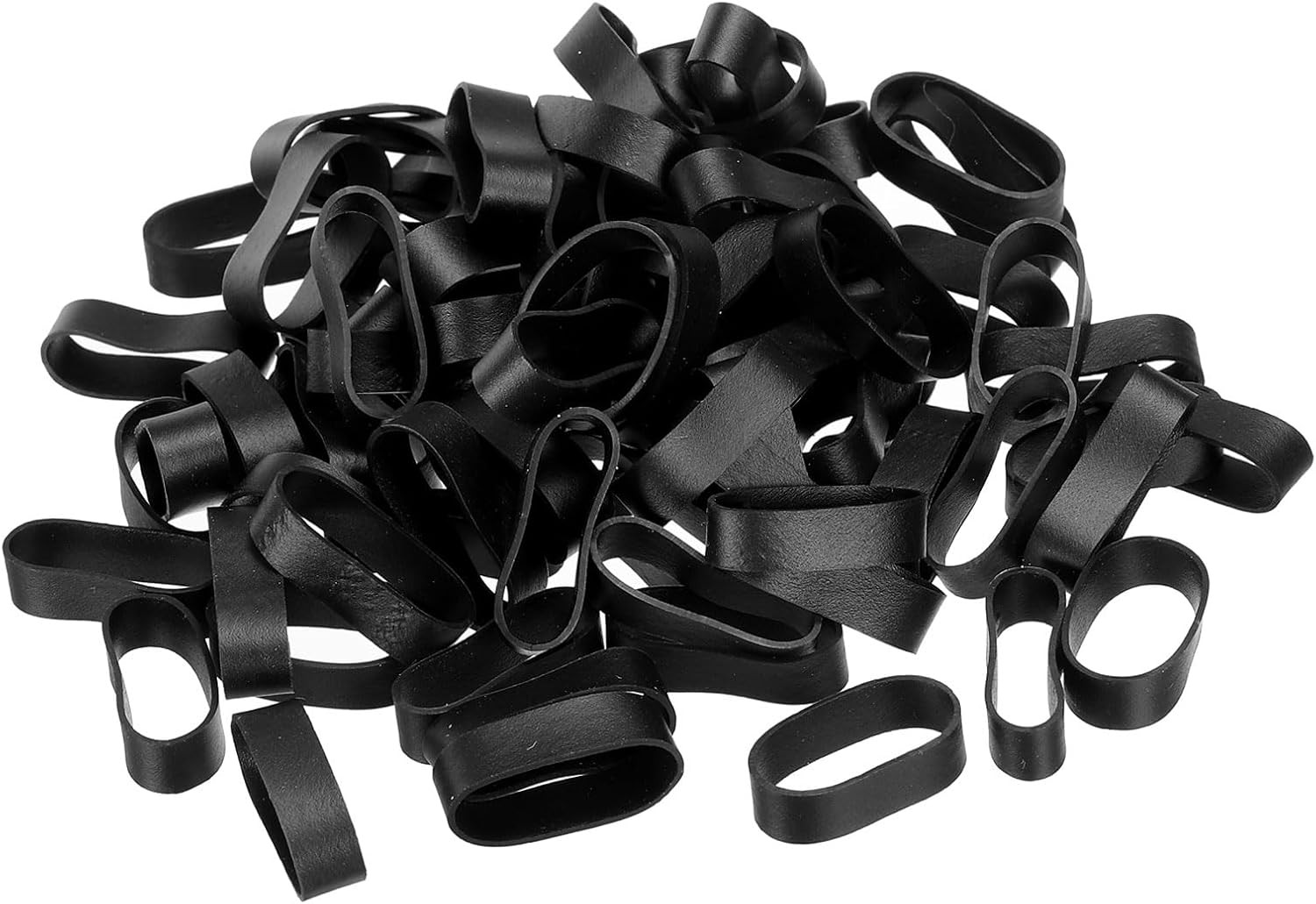 Silicone Rubber Bands Cable Ties 200pcs Non-slip 1" Flat Black for Cord Wrapping