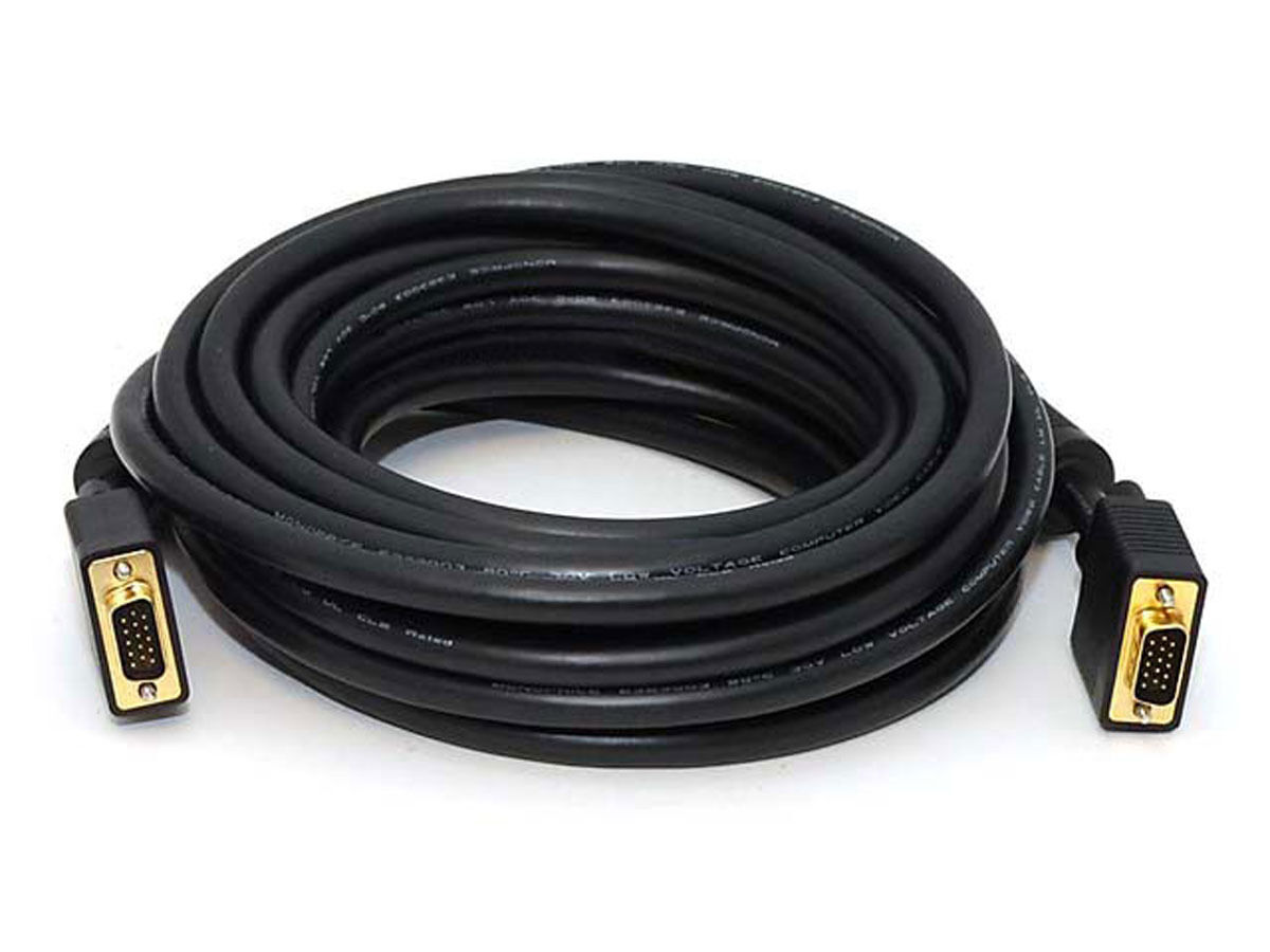 Monoprice 25ft Super VGA SVGA M/M CL2 (In-Wall) Cable Ferrites Gold Plated 3621
