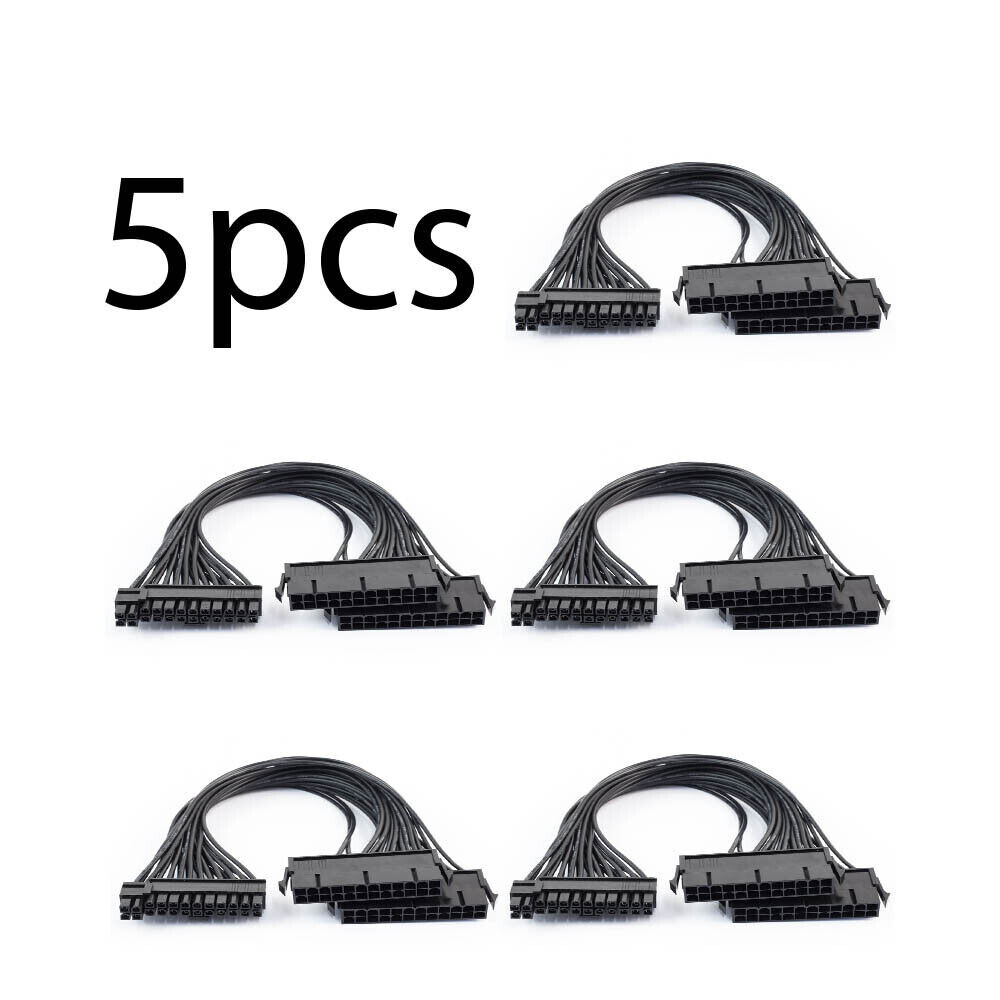 5Pcs Power Supply Splitter Dual PSU Cable Adapter 24Pin 20+4 Pin ATX Motherboard