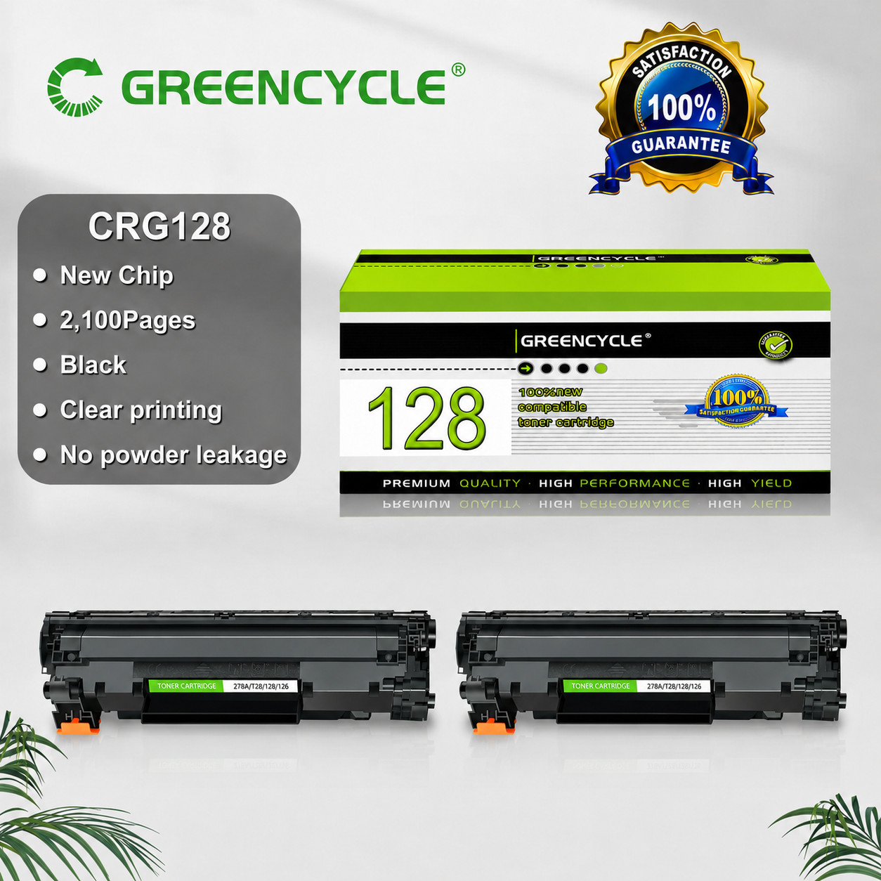 2x CRG128 GREENCYCLE Toner Fit for Canon ImageCLASS D550 M4412 MF4570dw MF4580DN