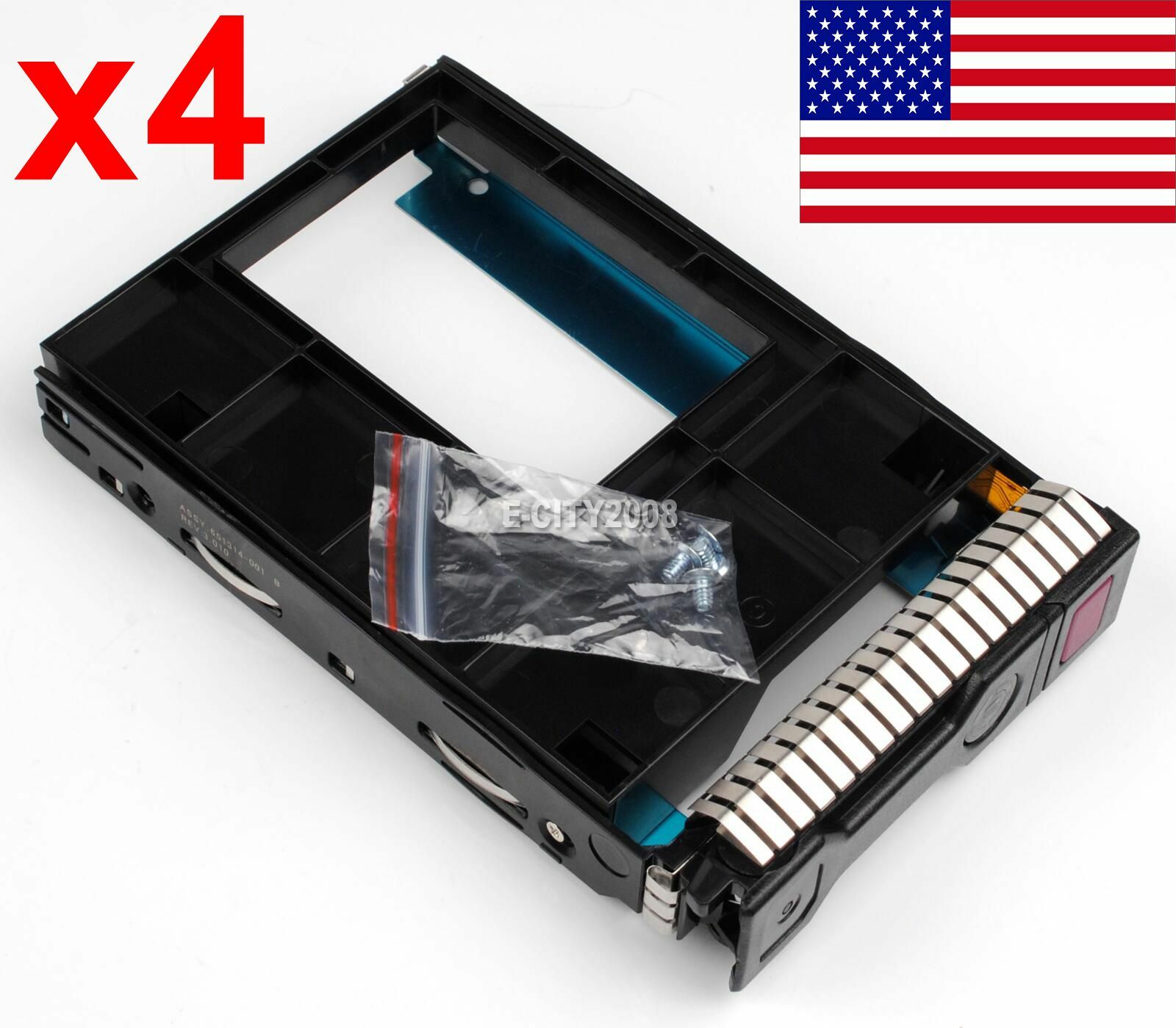 4PCS 651314-001 3.5" SAS HDD Tray Caddy w/2.5" Adapter for HP DL160 DL360P G8 G9