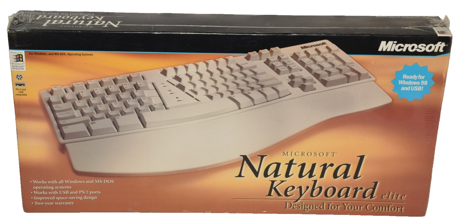 New Microsoft Natural Keyboard Elite PS/2 USB Ergonomic Split Keyboard 286-00082
