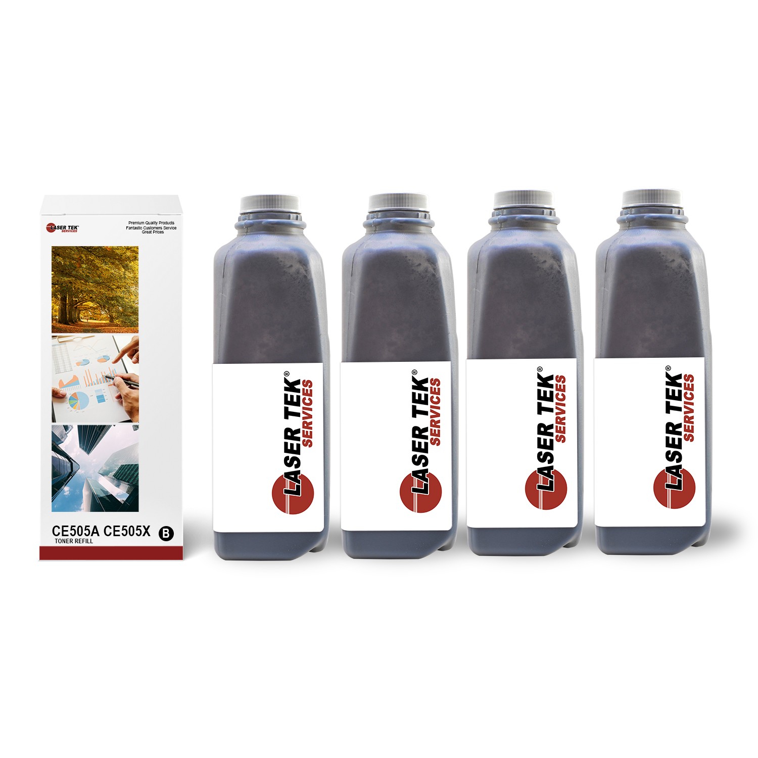 4Pk LTS CE505A CE505X Black HY Toner Refill Kit Compatible for HP LJ P2035