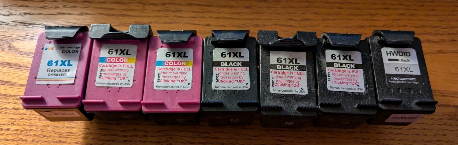 Lot Of 7 Non Virgin Empty 61xl Hp Compatible Ink Cartridges 3 Color 4 Black