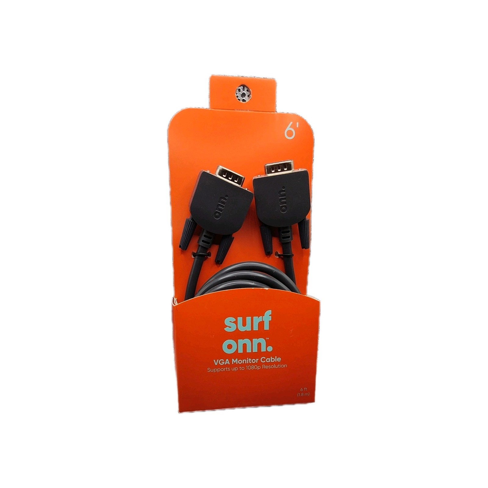 Onn Surf VGA Monitor Cable 6' Length Black 1080p Resolution brand new 