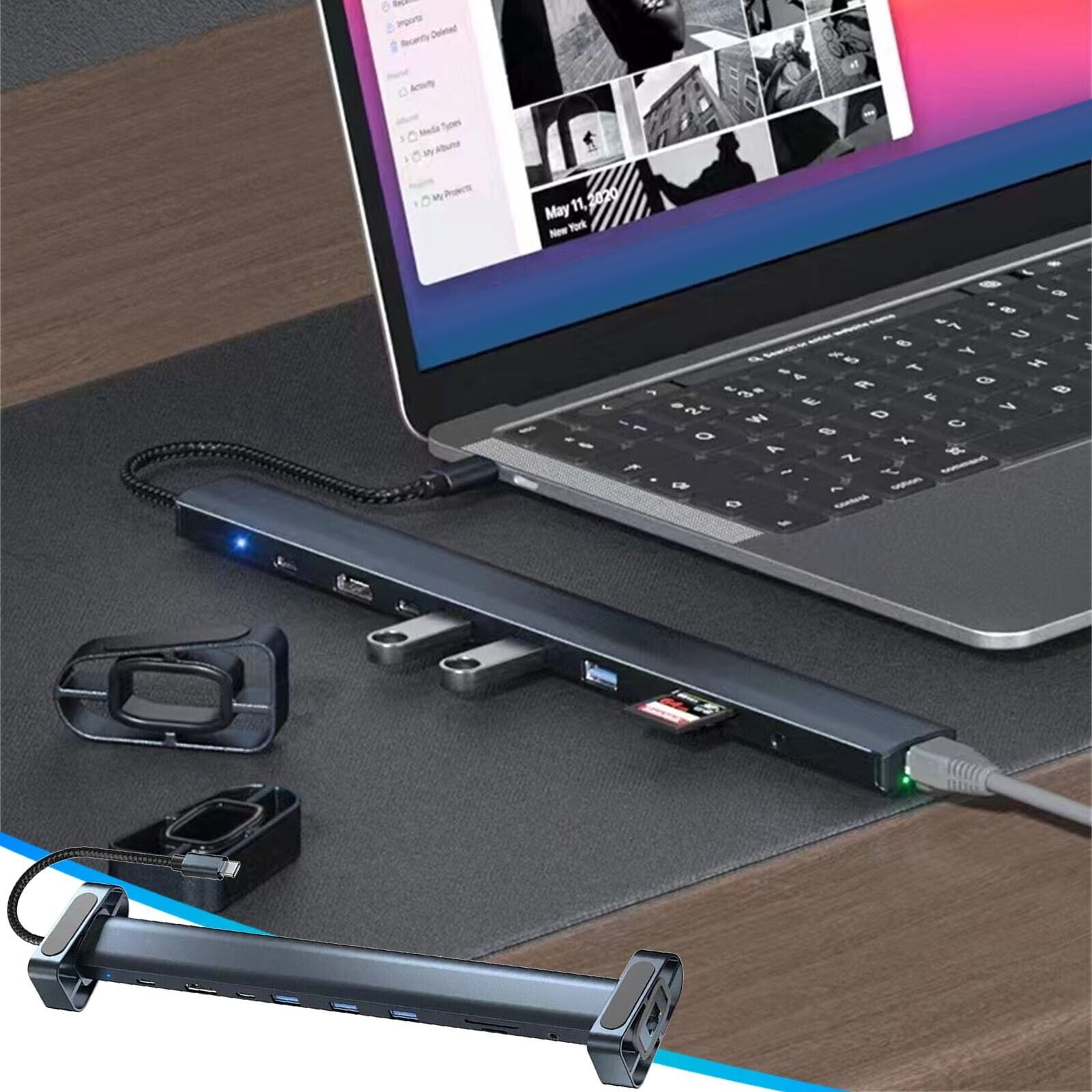 10-in-1 Multifunctional Laptop Stand Docking Station Computer Cables USB Hub