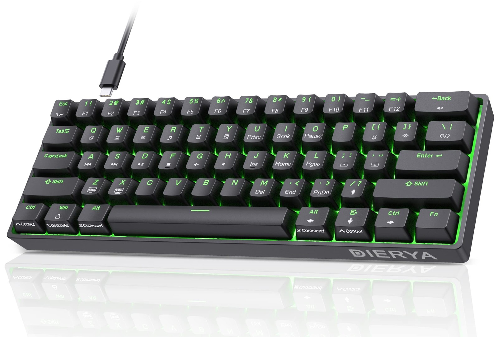 DIERYA 60% Mechanical Keyboard, DK61se Wired Gaming Keyboard with Red Switche...