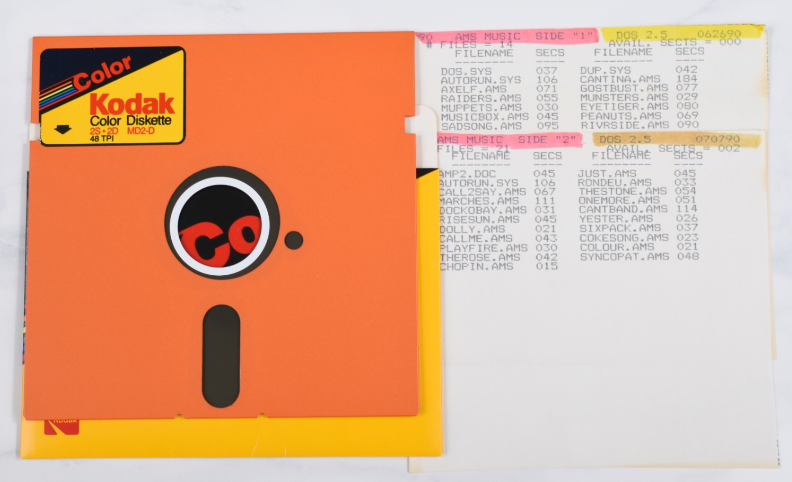 Vtg Kodak Computer Floppy Disk-Collectible, Untested, As-Is (Atari AMS Music 90)
