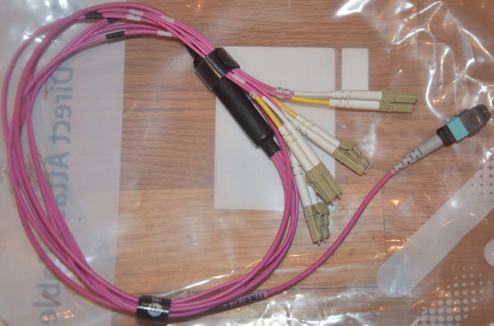 MTP Female 8 Fibers OM4 50/125 Multimode Breakout to 4 LC 2 Meter