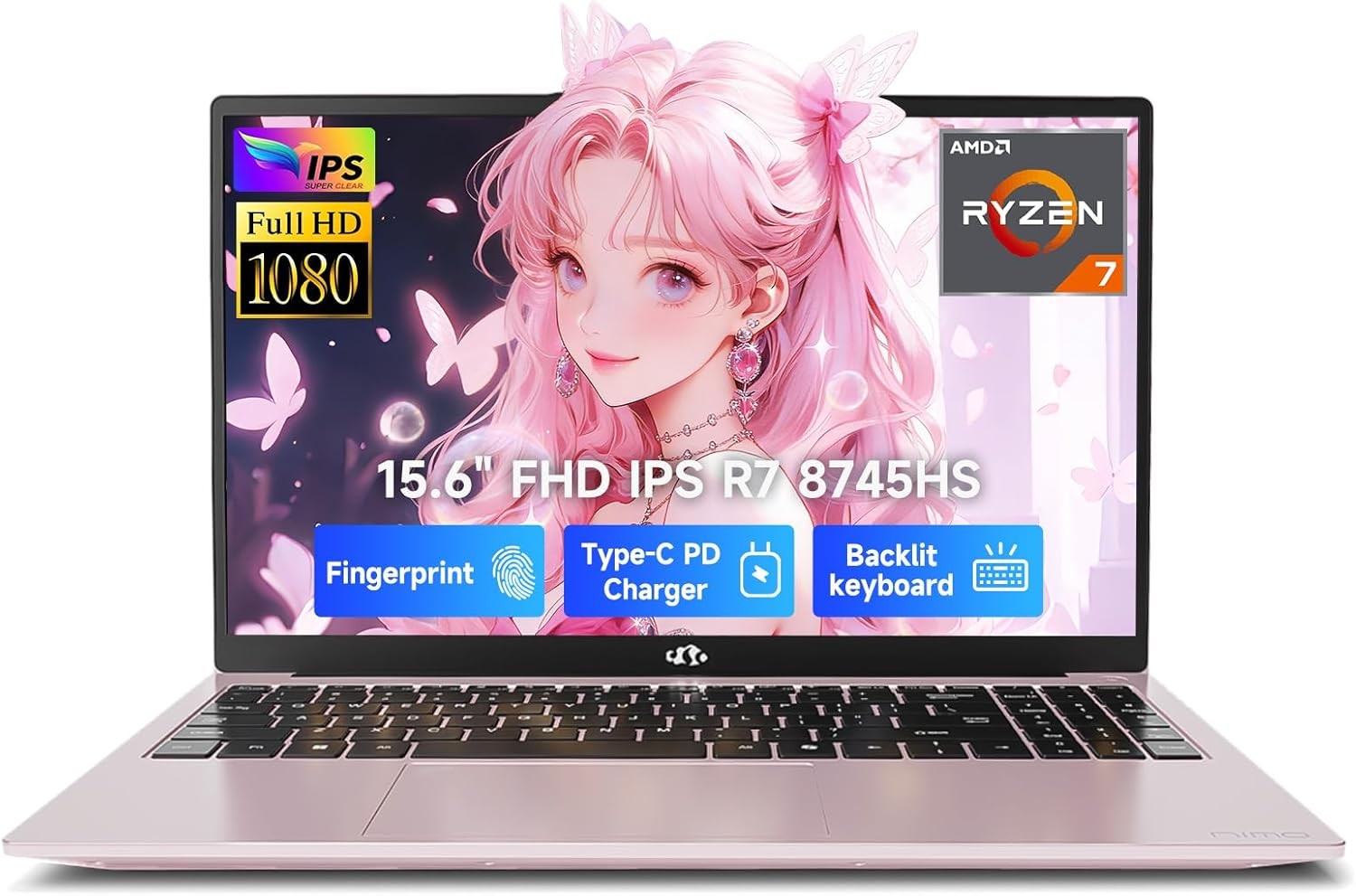 NIMO 15.6" FHD IPS Laptop, AMD Ryzen 7 8745HS, 16GB RAM 512GB SSD Radeon 780M
