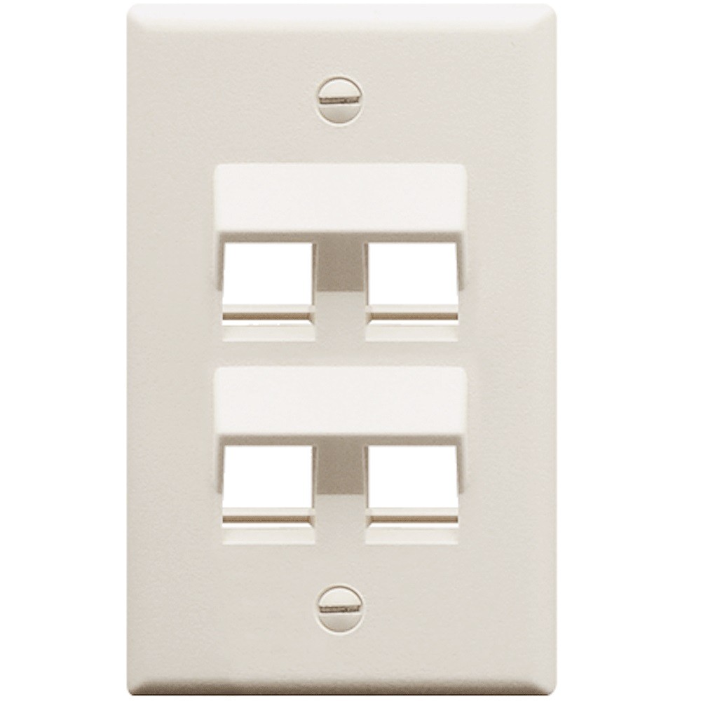 ICC FACEPLATE ANGLED 1-GANG 4-PORT WHITE IC107DA4WH UPC 633758012102