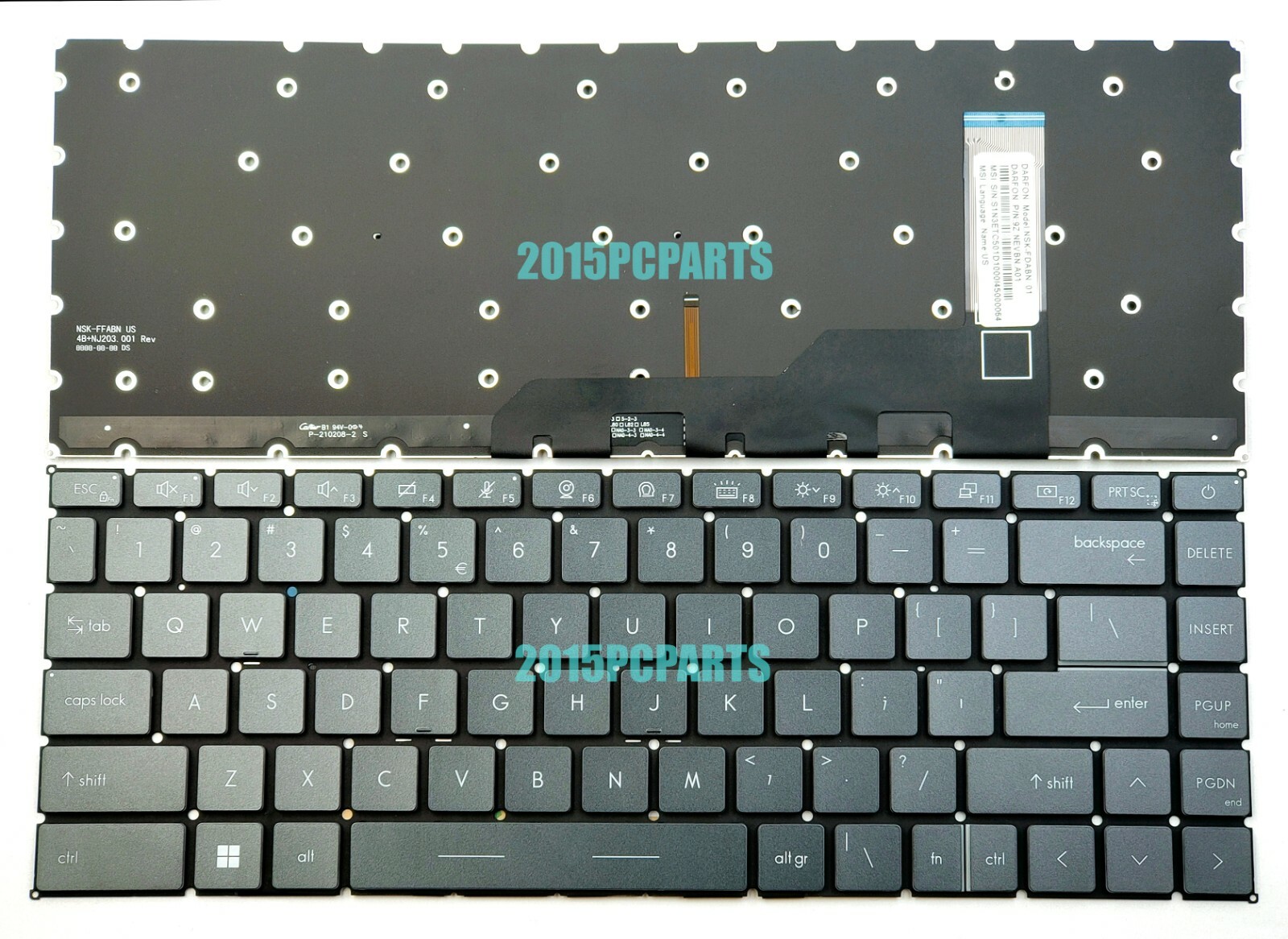 MSI Creator 15 A10SDT A10SE A10SF A10SGS A10UE A10UG A10UH Keyboard Backlit US