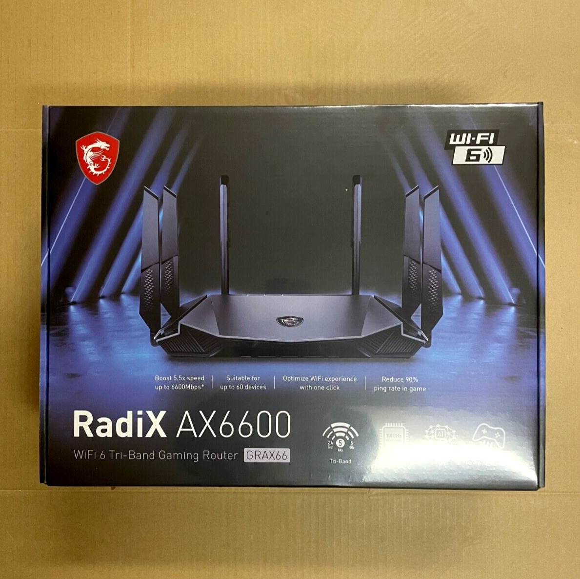 MSI Radix AX6600 Wifi 6 Tri-band High Speed Long Range Gaming Router NEW-SEALED