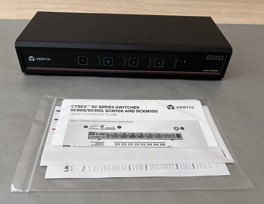 Vertiv Cybex SC 4 Port DP to DP DH Secure KVM Switch w/ DPP SC945DP 500-427-501