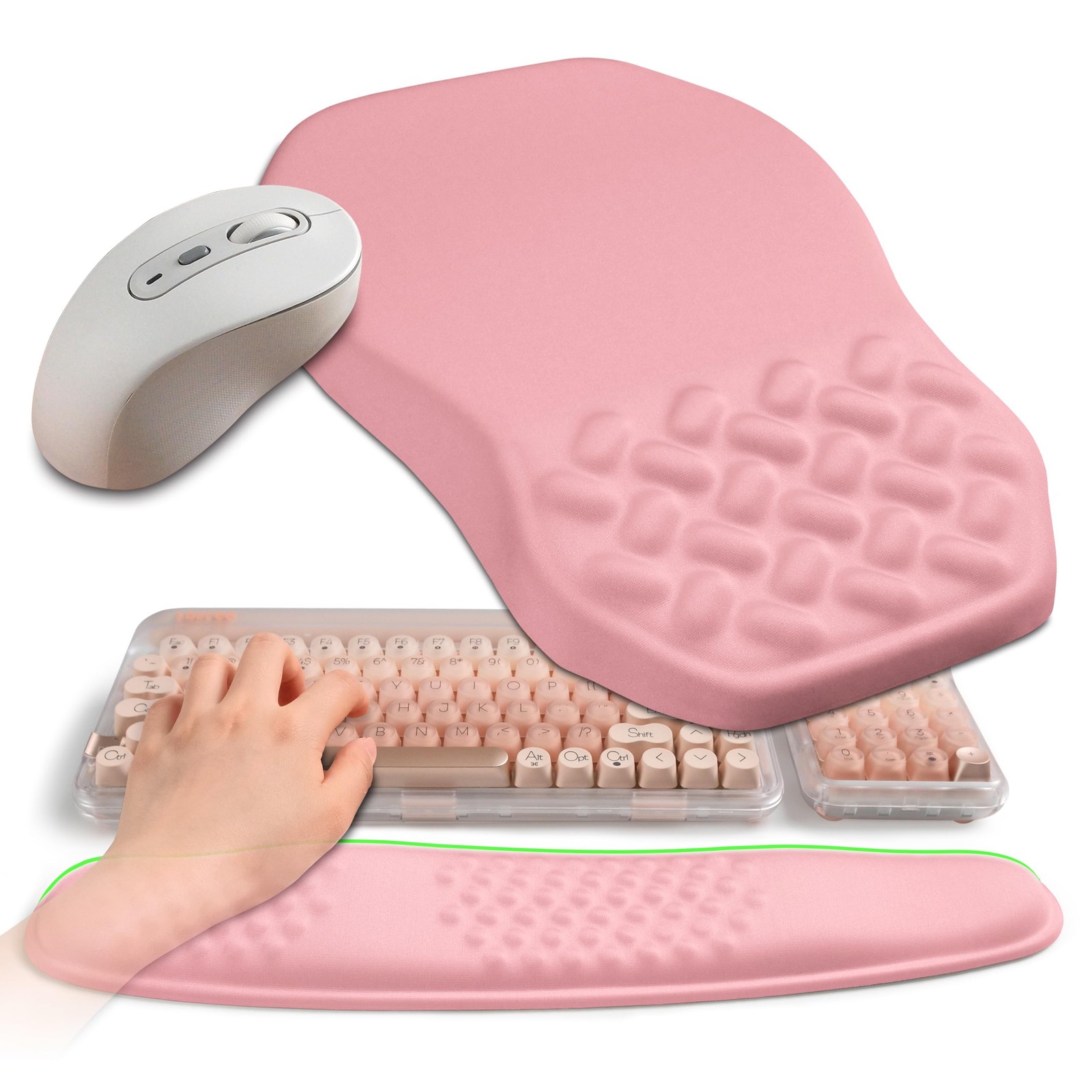 2-in-1 Ergonomic Set, Wave Keyboard Wrist Rest and Massage Slope Pad Wrist , ...