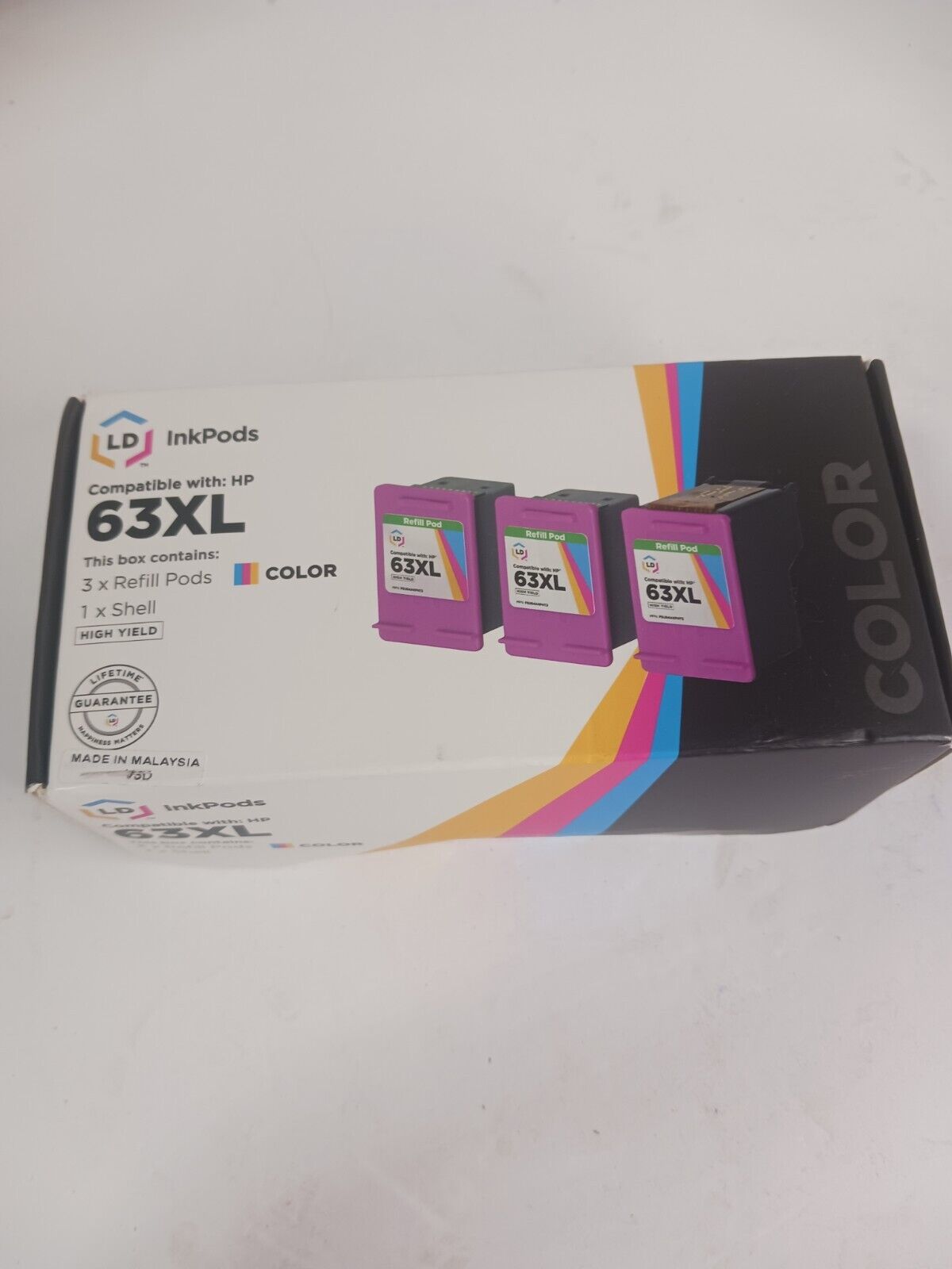 LD Ink cartridge for HP 63xl Tri-color 3 pk High Yield