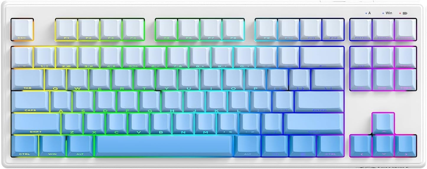 M87V2 Wireless Keyboard Low Profile TKL 87 Keys RGB Gradient Blue PC Mac
