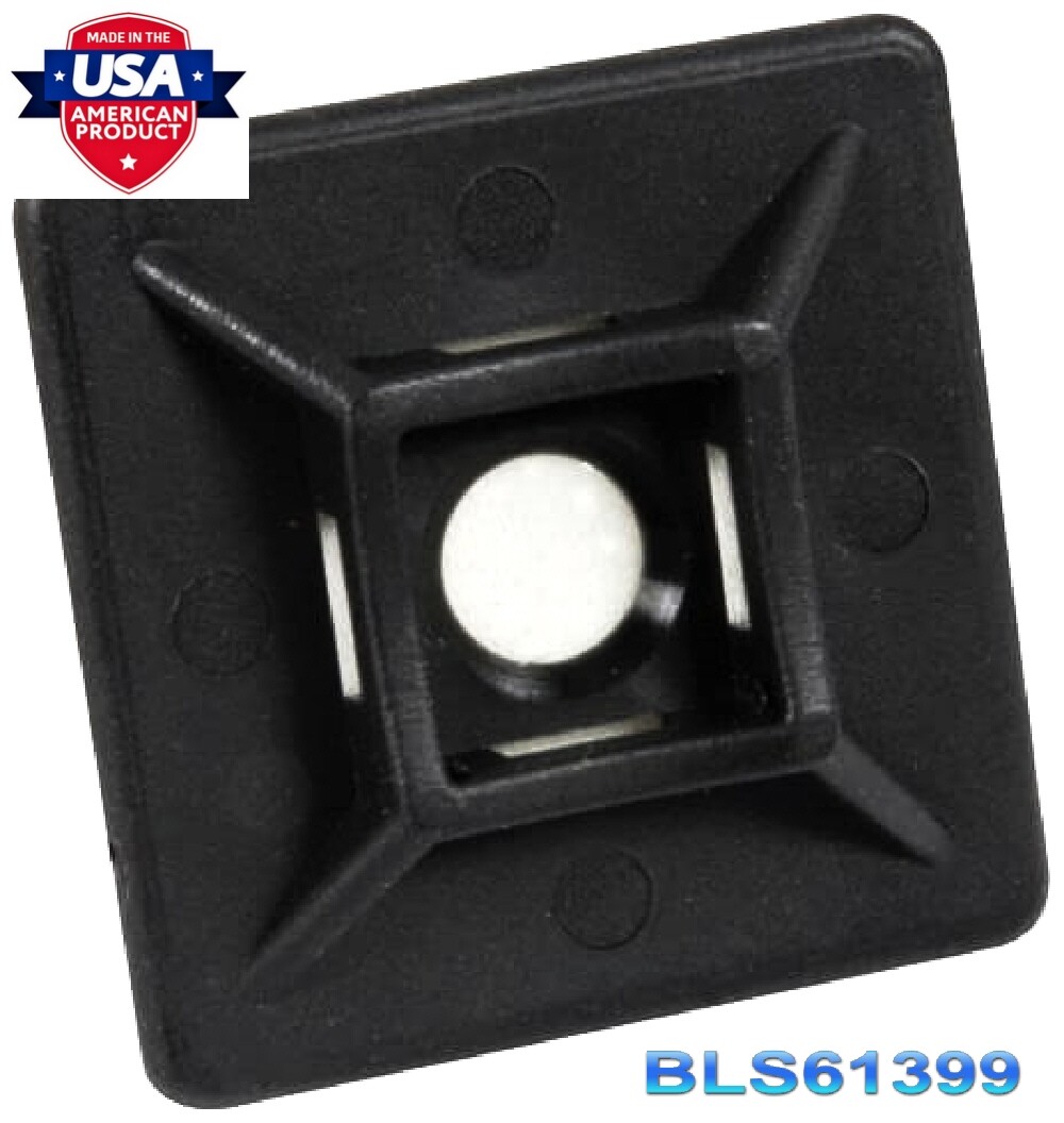 (100) Cable Wire Zip Tie Wrap ADHESIVE PAD MOUNTS 0.75" USA Tough Mounting Clips