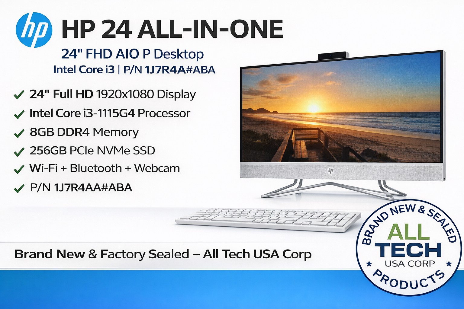 HP All-in-One 24” FHD Desktop PC Intel Core i3 | Model 24-d11023w  Brand New