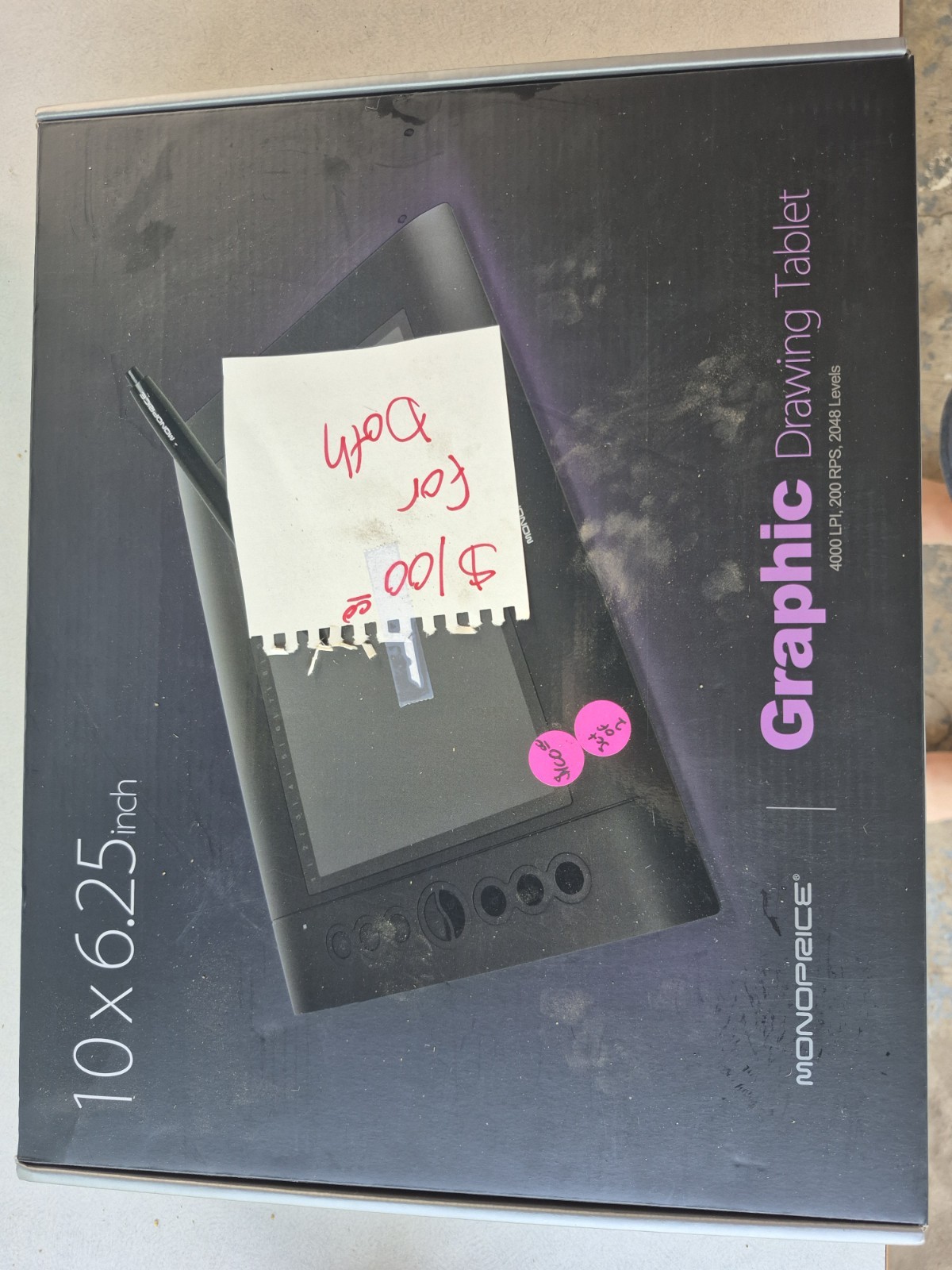 Monoprice Graphic Drawing Tablet 10x6.25 Inch with Digital Pen 2048 Levels