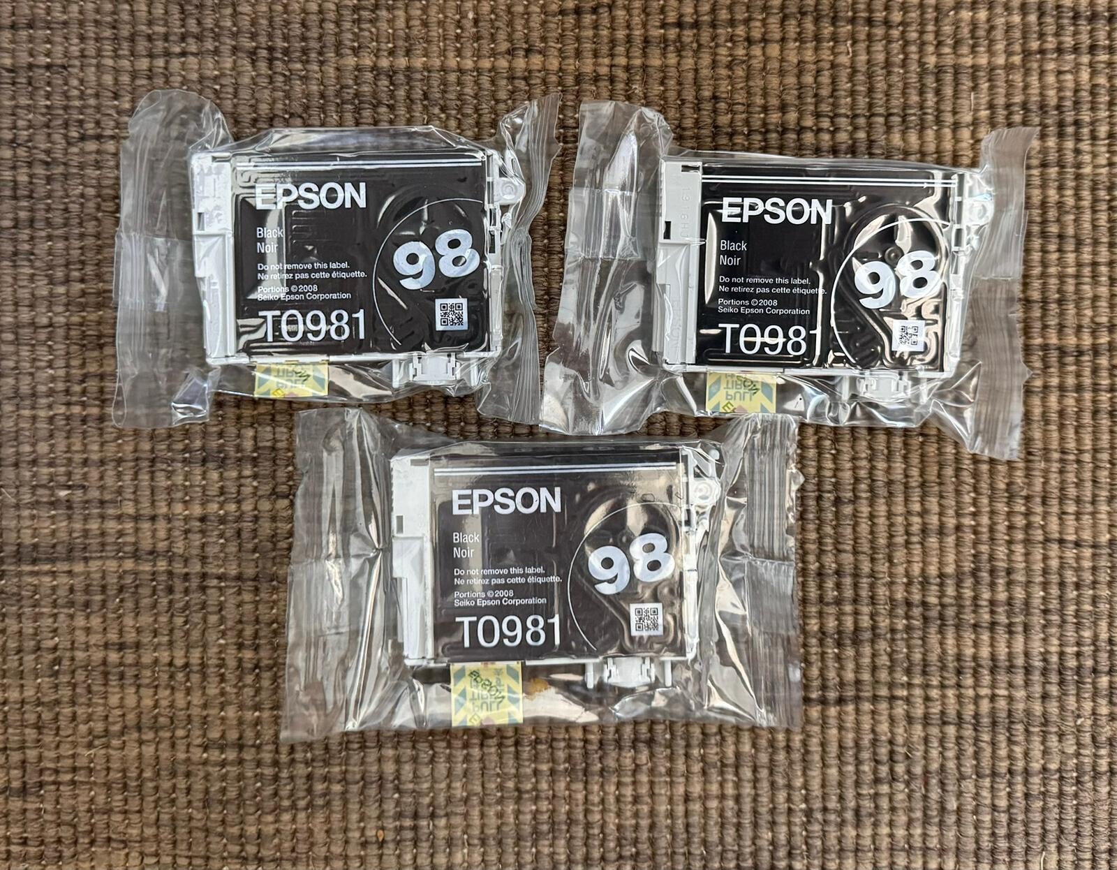 3 x Genuine Epson 98 High Capacity Black Ink Cartridge T098120