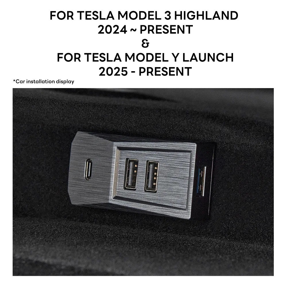 TESY Glovebox USB Hub for Tesla Model Y Model 3 Highland 4-in-1 USB-C Splitter