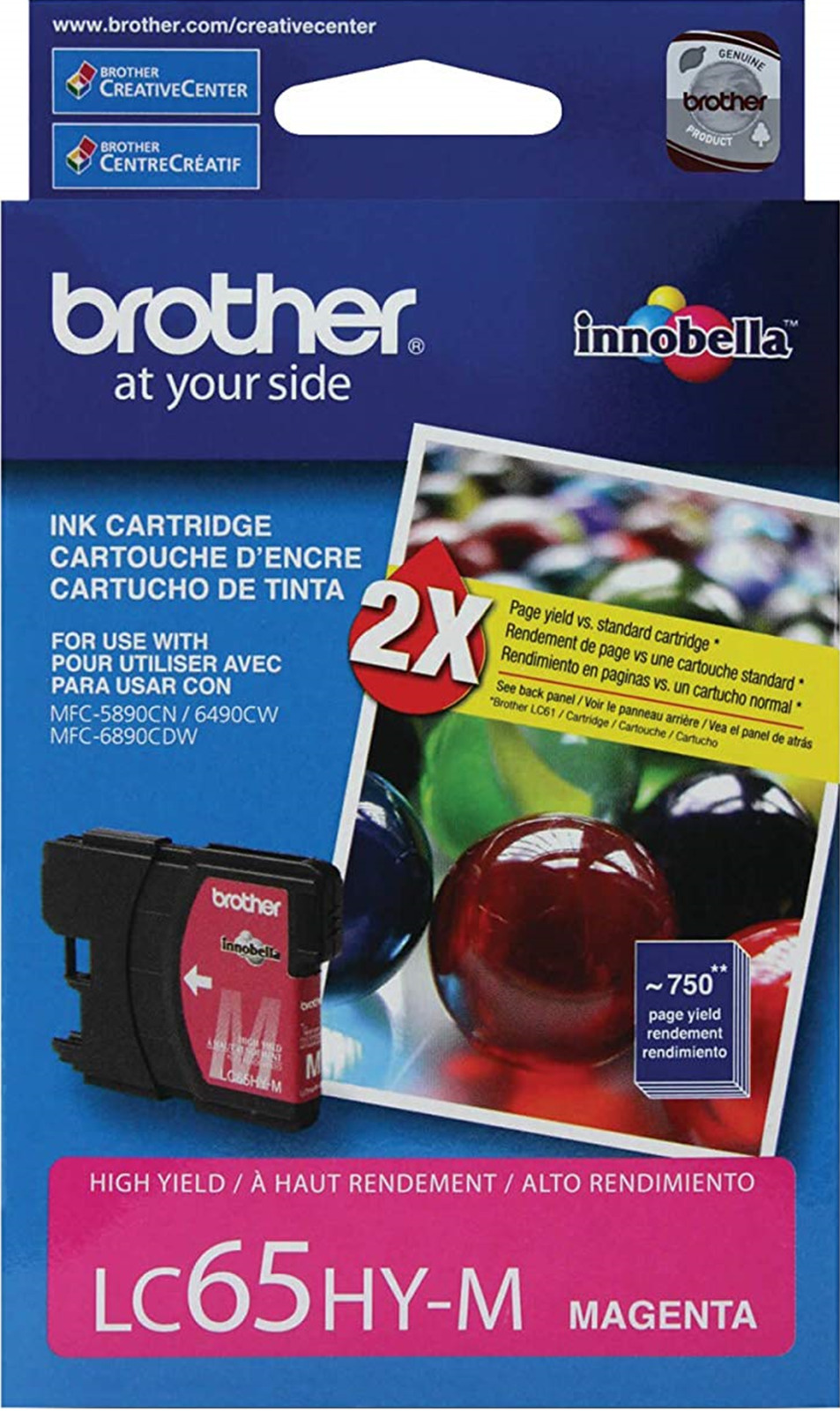 New Genuine Brother LC65HY Magenta Ink Cartridge DCP-375CW MFC-255CW MFC-5490CN