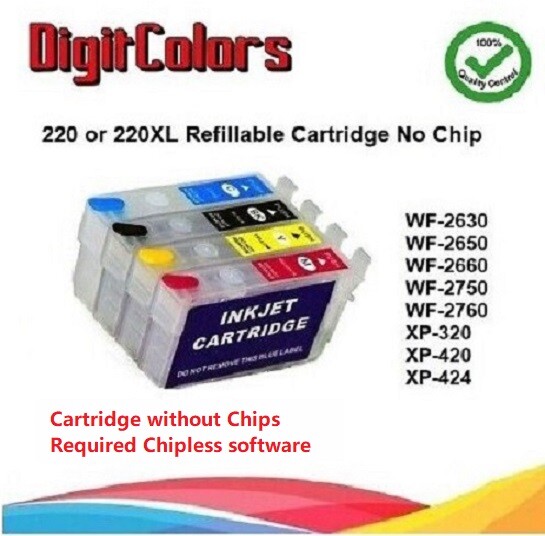 220XL 220 Alternative Refillable Cartridge  No Chip WF-2750 WF-2760 XP-420 / 320