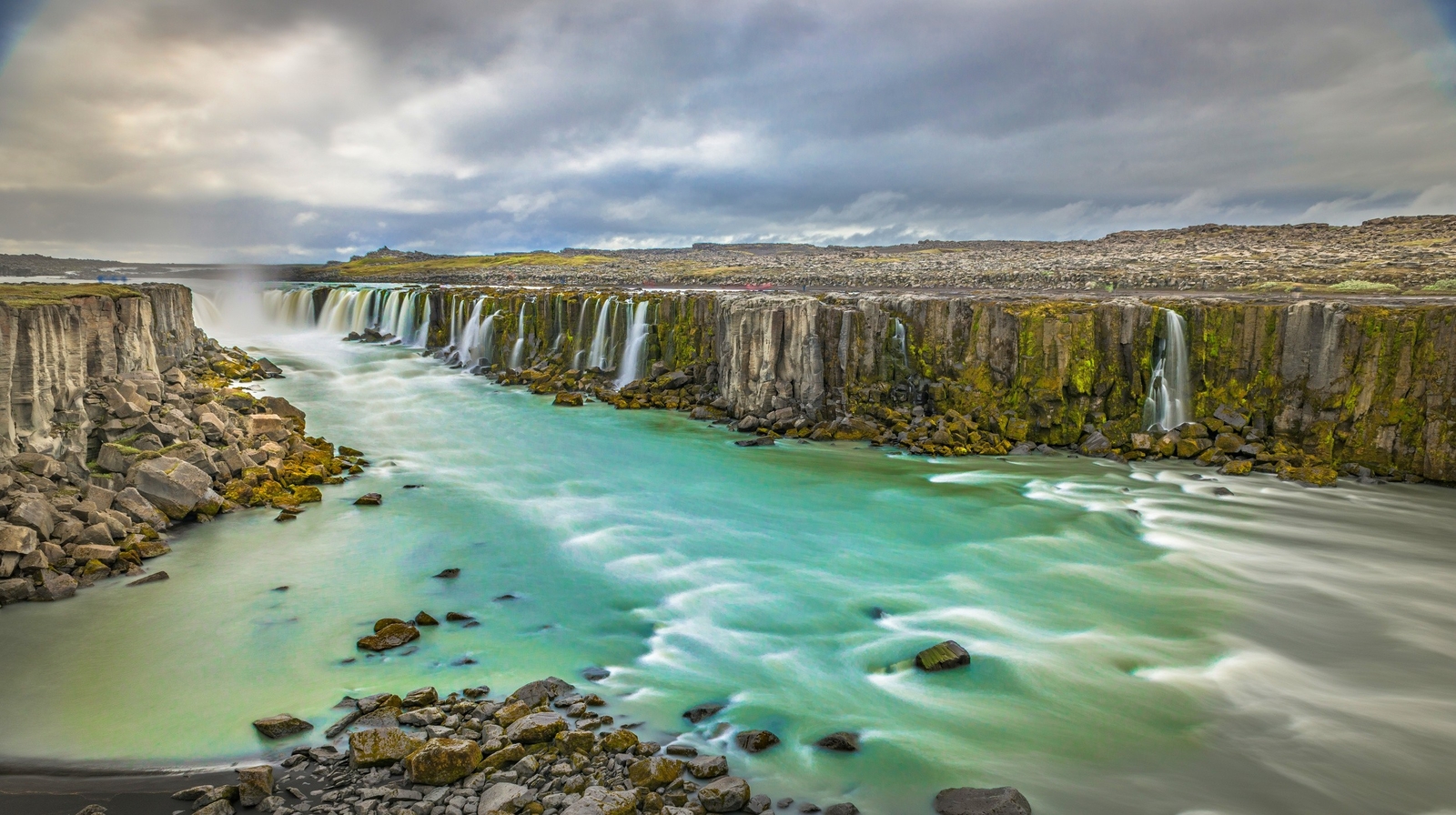 Landscape nature waterfall iceland canyon clouds mist Custom Gaming Mat Desk