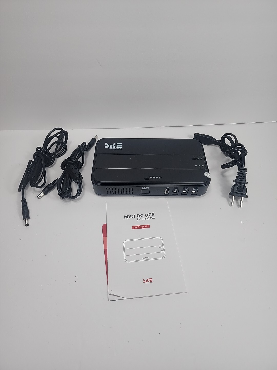 SKE -Mini UPS Battery Backup - 10400mAh 38.48Wh - Output USB 5V/2A and DC 12V/2A