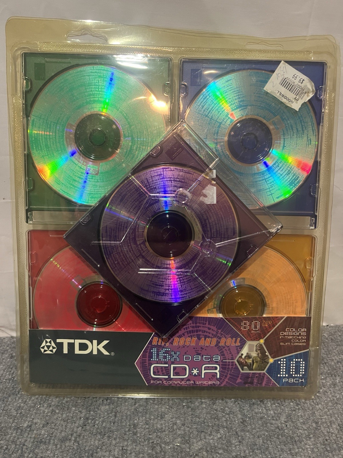Vintage TDK Rip, Rock And Roll 10 Pack 16X Data CDR New