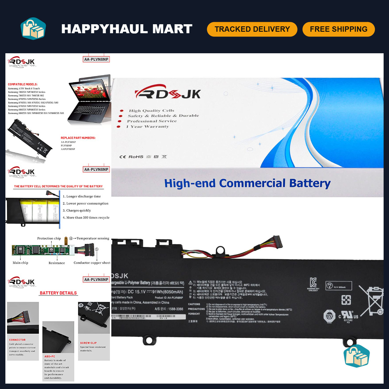 High-Capacity Laptop Battery for ATIV Book 8 Touch 15.1V 91Wh - Compatible Model