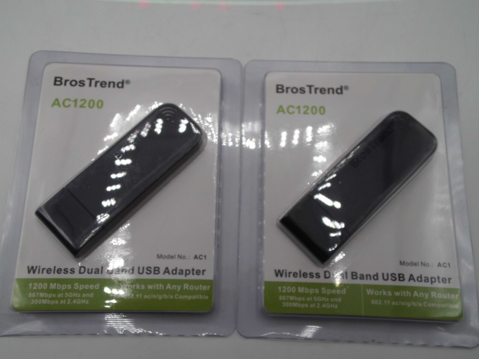 2-Pack BrosTrend AC1 Wireless Dual Band USB Adapter 1200 Mbps Speed AC1200
